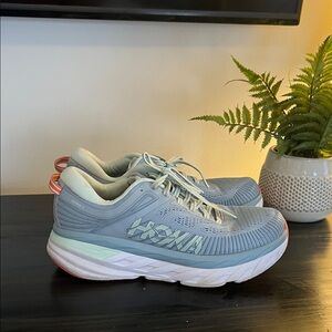 Hoka Bondi 7 Women's Light Blue Athletic Shoes